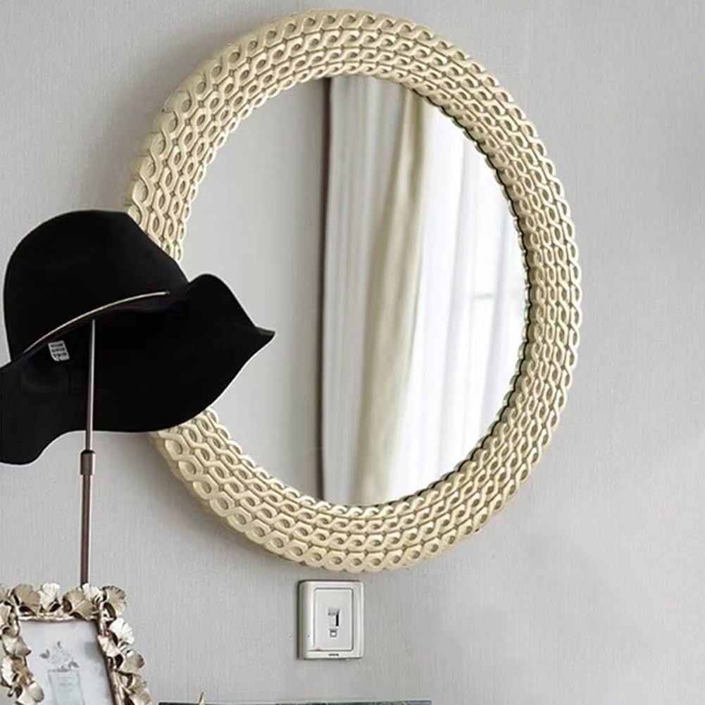 フランスアンティーク　ウォールミラー フランスアンティーク 白の木製フレームミラー/ウォールミラー - L